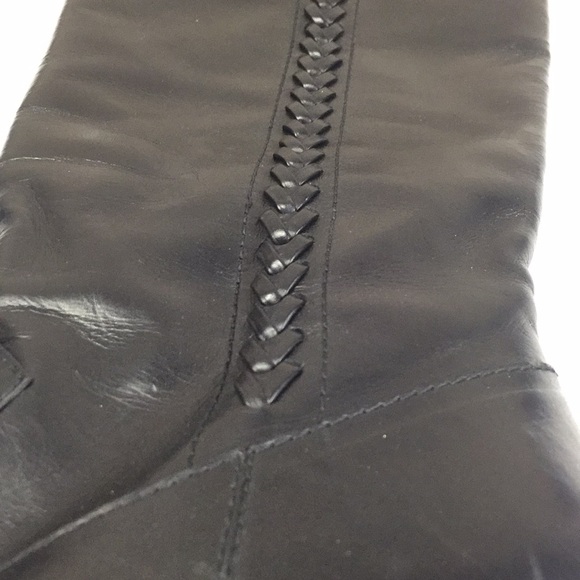 Stuart Weitzman Knee High Black Leather Winter Boots 3.5” Heel Full Zipup EUC - Picture 2 of 9